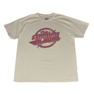 The Strokes T Shirt L White Distressed OG Magna Logo NEW